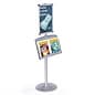 Floor Standing Sign Holder w/ Snap Frame, Literature Tray, 18.3"w - Silver