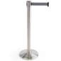 QueuePole.Economy 41.5" Silver Stanchion Post with 6.5' Gray Retractable Belt