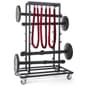 12 Post Stanchion Cart for QueuePole Series, Rope Rails, Locking Wheels – Black