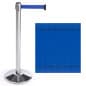 QueuePole 40" Stanchion Post with 9.5' Blue Retractable Belt - Chrome