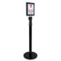 QueuePole.Illuminated 38" Post w/ 6.5' Retractable Belt, 10x12 LED Sign Holder, Black