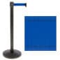QueuePole Octagonal 40.25" Black Stanchion Post w/ 9.5' Blue Retractable Belt