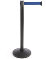QueuePole.Economy 41.5" Black Stanchion Post with 6.5' Blue Retractable Belt steel stanchion