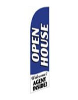 Open House Flag with Bold White Text on a Blue Background Open House Flag