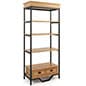75"h Farmhouse Style Shelving Unit w/4 Shelves & Faux Drawer Accent - Natural Oak