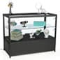 48" Retail Display Case w/Cabinet, LED Side Lights, Slide Doors, Unassembled - Black