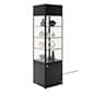 20" Display Case w/ LED Lights, Glass Shelves, Locking Hinged Door - Black