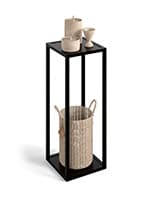 Slim Tall Side Table with Open Frame and Two Shelves - Black Slim tall side table with open frame