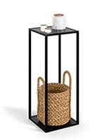 Slim Tall Side Table with Open Frame and Two Shelves - Black Slim tall side table with open frame design