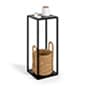 Slim Tall Side Table with Open Frame and Two Shelves - Black