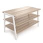 3-Shelf Retail Display Table, Metal and Wood Construction, Extendable Shelves