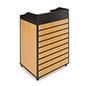 Hostess Station with Slatwall Front, Adjustable Shelf, Locking Wheels - Natural