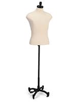 This Male Sewing Bust with Wheels Blends In Easily with Existing Fixtures Male sewing bust with wheels and weighted metal base