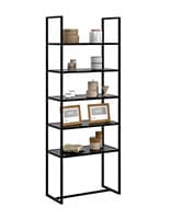Ladder Display Shelf with Open Aluminum Frame and 5 Tiers - Black Ladder display shelf with five spacious shelves