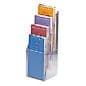 4-Pocket Acrylic Brochure Holder, 4"w, Tabletop - Clear