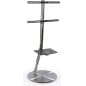 TV Stand w/ Round Base & Wheels Fits Monitors 32”-60”, Adjustable AV Shelf - Silver