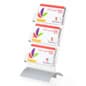 3-Pocket Business Card Display for Tabletop, Slant Back - Silver