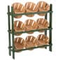 Tiered Wooden Display, Floorstanding, 9 Baskets - Green & Oak