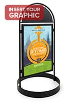Pavement Sign with Header Features Knock Down Design for Easy Storage Pavement sign with header and black powder coated frame