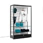 48" Slatwall Display Case w/ LED Top Lights, Sliding Door, Push-in Lock - Black