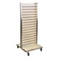 Slatwall Kisok, I-Shaped, Double Sided, Wheels - Maple