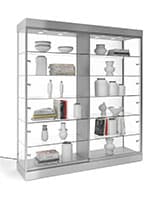 72" Glass Display Case w/ Top & Side Lights, Wheels, Locking Sliding Door Glass showcase cabinet with side lights
