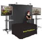 Trade Show Booth w/ Pop Up Backdrop, Spotlights, 2 TV Stands & Table with Tablecloth