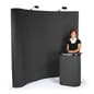8' Curved Pop Up Display w/ Hook-and-Loop Fabric, Counter & 2 Spotlights - Black