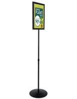 11 x 17 Sign Stand for Floor, Double Sided, Top Insert, Adjustable Height - Black Sign displays in silver or black