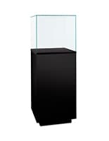 20" Display Case w/ Tempered Glass, Lift-off top, Pneumatic Locking System- Black Museum pedestal display case with pneumatic locking system