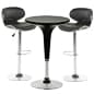 Pub Table Set with 1 Round Cocktail Table, 2 Adjustable Leatherette Stools - Black