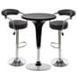 Pub Table Set with 1 Round Cocktail Table, 2 Adjustable Leatherette Stools - Black