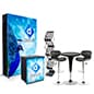10x10 Trade Show Booth Kit w/ Counter, Table, Bar Stools, Magazine Rack, LED Backdrop