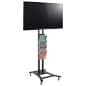 TV Stand w/ Wheels, 4-Pocket Literature Rack, For 32”-65”, Height Adjustable - Black