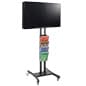 Double-Sided TV Stand w/ 4-Pocket Literature Holder, (2) 32”-65” Screens – Black