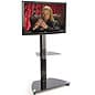 TV Stand for Floor with Glass Shelf, Fits Monitors 37" to 70", Tilting - Black