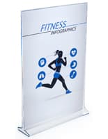 Workshop Series Acrylic Sign Holder, Tabletop, T-style, Multiple Sizes - Clear Recycled acrylic tabletop sign holders with repurposed plastic build
