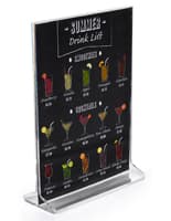 Workshop Series Acrylic Sign Holder, Tabletop, T-style, Multiple Sizes - Clear Recycled acrylic tabletop sign holders with side graphics loading