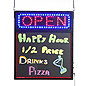 Hanging "OPEN" Animated LED Sign w/ Black Write-On Board, Wet Erase - Blue & Red