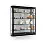 39 x 39 Wall Mounted Display Case w/Mirror Back & 2 Top LED Lights, Locking - Black