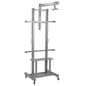 Whiteboard Stand with Projector Mount, Height Adjustable, Wheels, Shelf - Silver