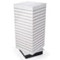 Slatwall Cube Fixture for Floor, 4 Sides, Rotating, Base Wheels - White