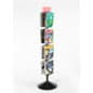 4-Tiered Wire Magazine Floor Stand, 8.5"w, 8 Pockets, Rotating, Sign Clip - Black