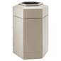 30 Gallon Outdoor Trash Can, Hexagonal - Beige