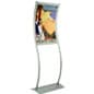 24" x 36" Floor Standing Poster Holder, Wavy Frame, Double-Sided - Silver