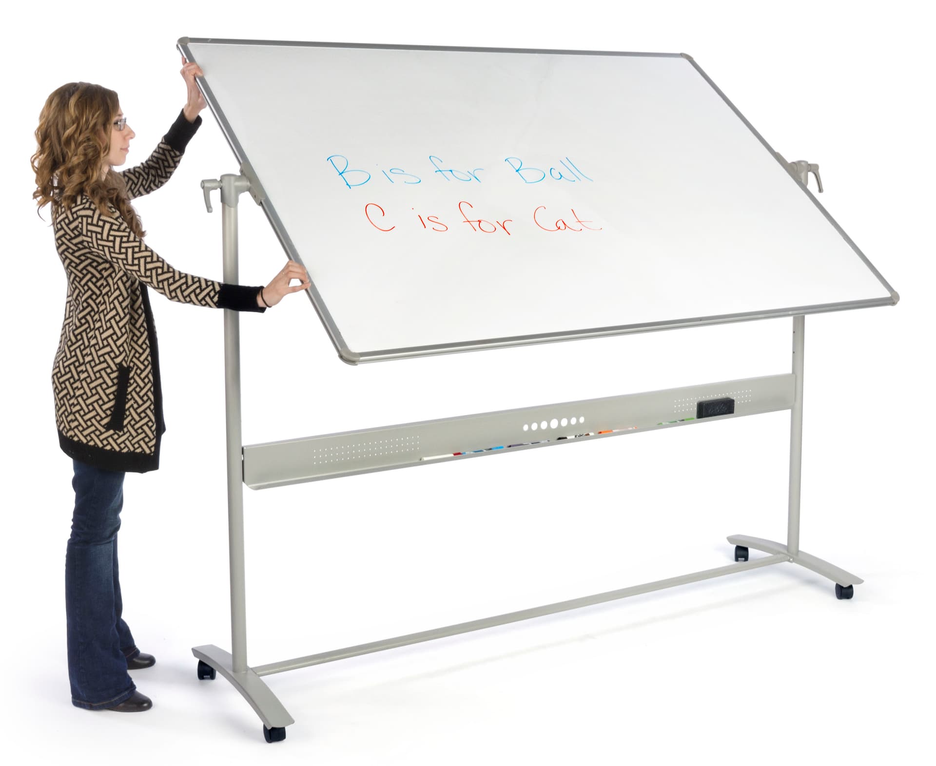 Whitebord Rota Reversible Whiteboard | Locking Handles for Rotation & Pen Tray ...