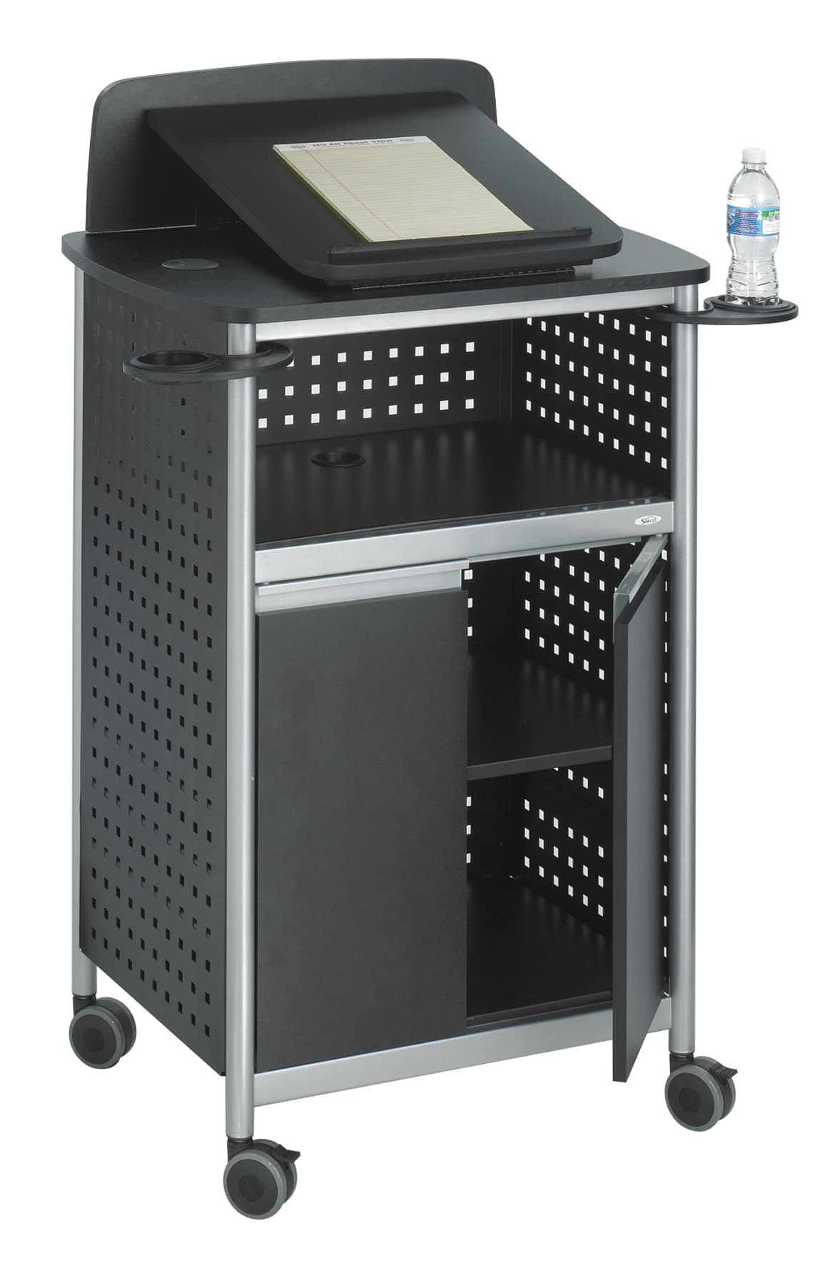 Multimedia Lectern Media Lectern w/ Vented Cabinet & Adjustable Reading Surface | Displays2Go