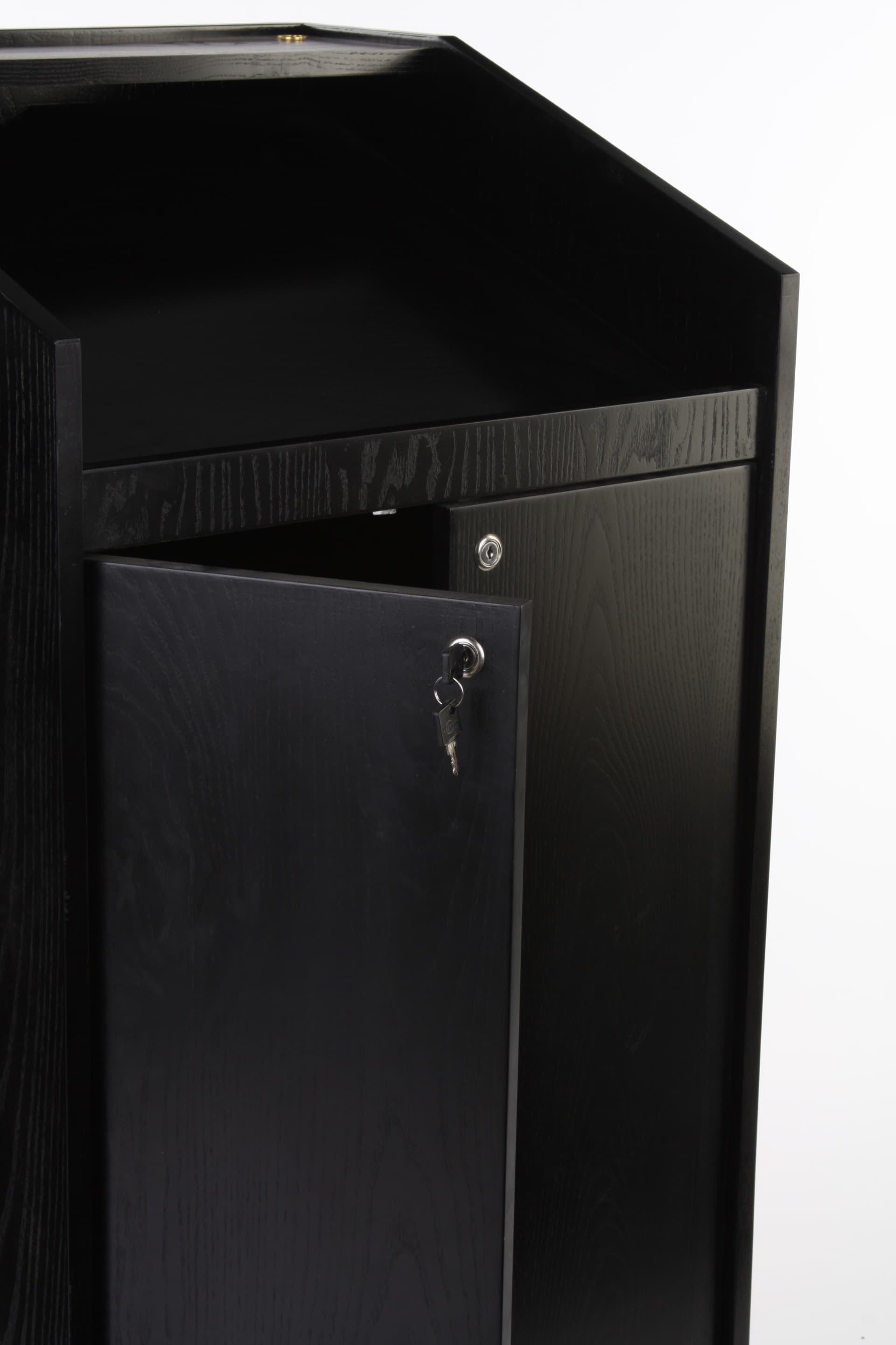 Podium Lock Black Presentation Podium with Wheels & Locking Doors | Displays2Go